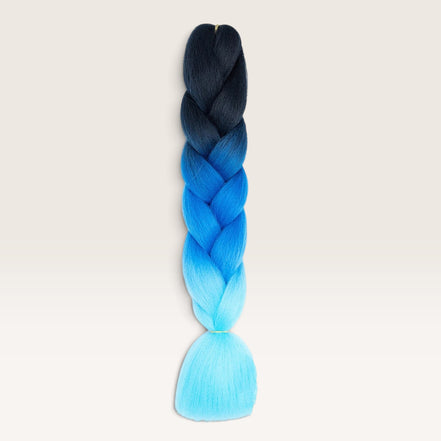 Ombre invlechthaar Zwart – Blauw – Lichtblauw - De HaarBoetiek