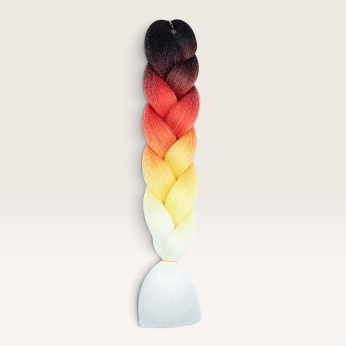Ombre invlechthaar Zwart – Rood – Geel – Wit - De HaarBoetiek