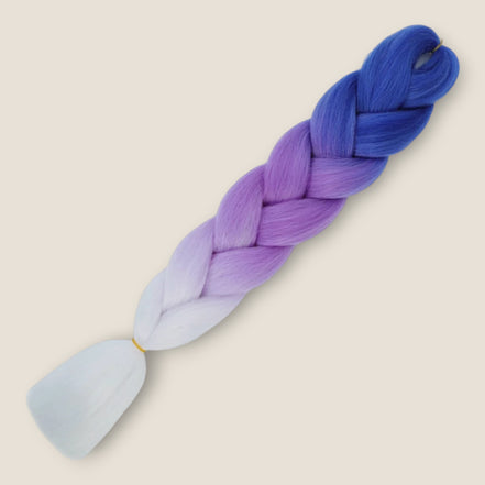 Ombre Invlechthaar – Paars & Blauw op beige achtergrond