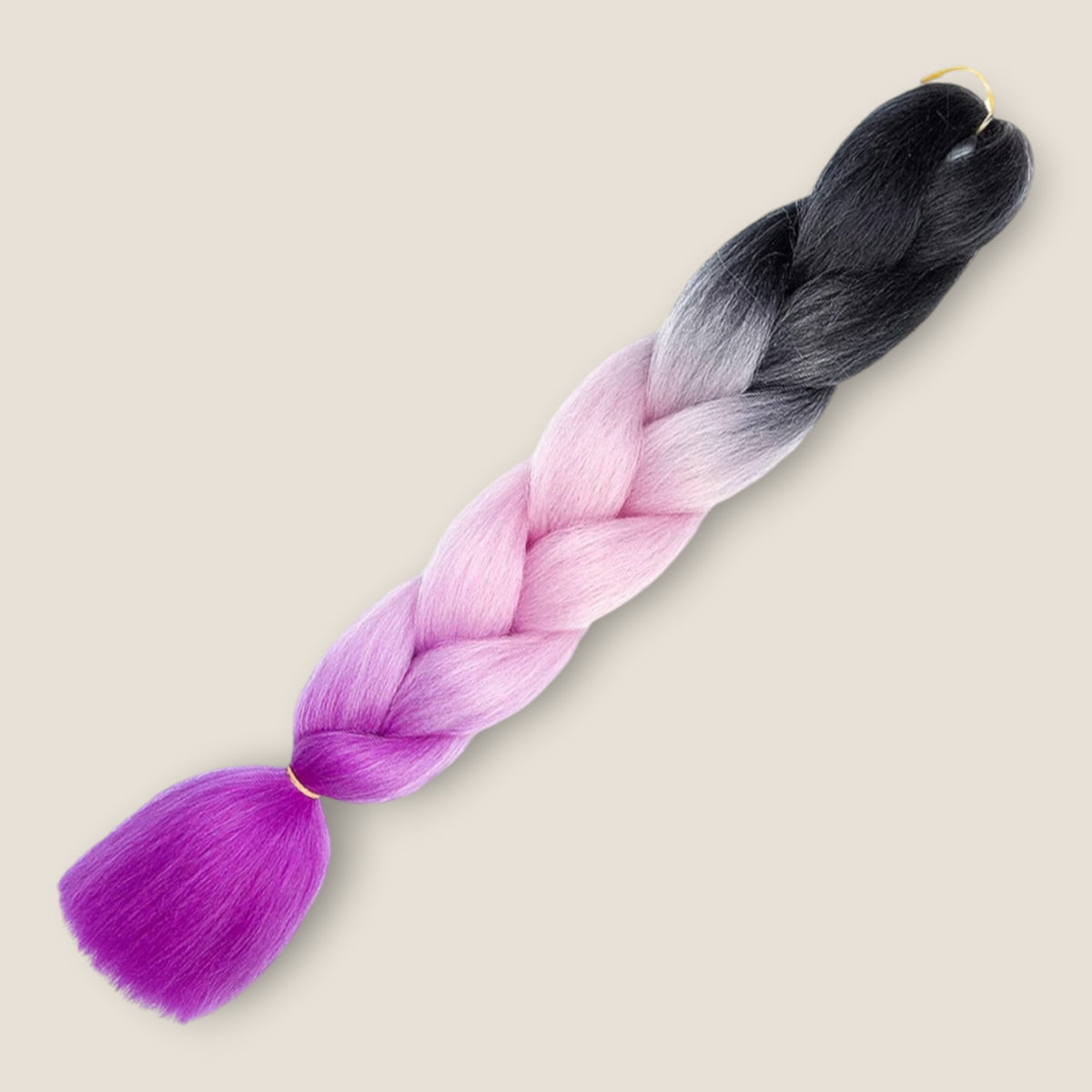 Ombre Invlechthaar – Zwart, Roze & Turquoise op beige achtergrond