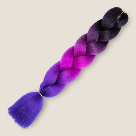 Ombre Jumbo Braid Zwart – Paars – Violet invlechthaar 60 cm
