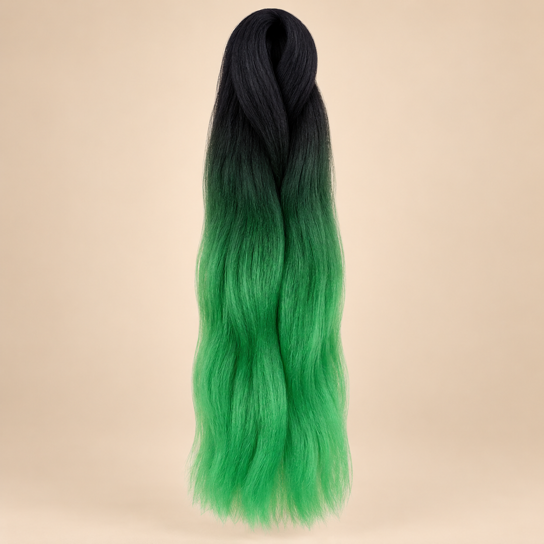 Ombre Jumbo Braid African Collection 60 cm – 1B/Emerald zwart-smaragdgroen op beige achtergrond