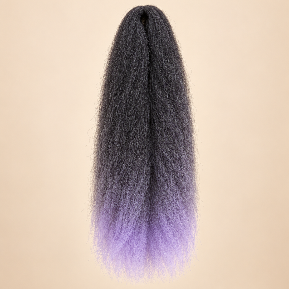 Ombre Jumbo Braid EVE 60 cm – T1B/LVD zwart-lavendel op beige achtergrond