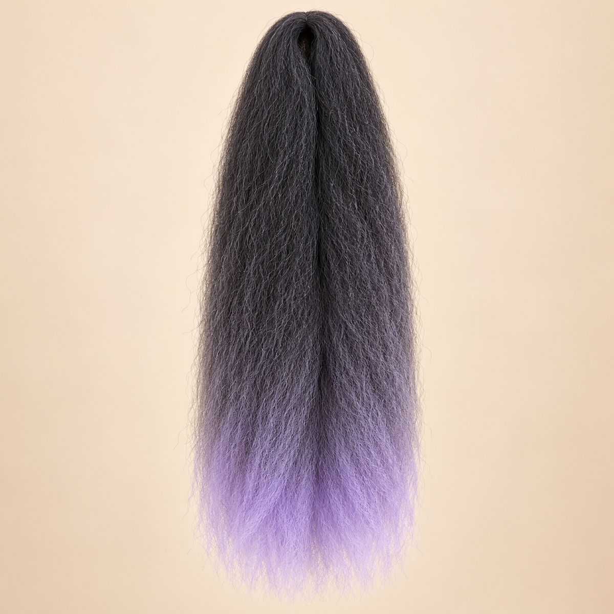 Ombre Jumbo Braid EVE 60 cm – T1B/LVD zwart-lavendel op beige achtergrond