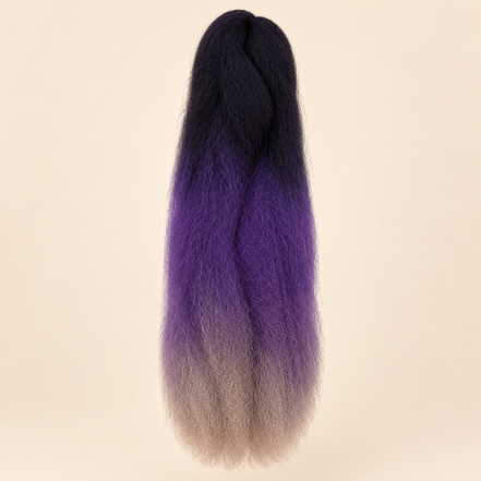 Ombre Jumbo Braid RastAfri 60 cm – 3T1B/LV/Gray zwart-lavendel-grijs op beige achtergrond
