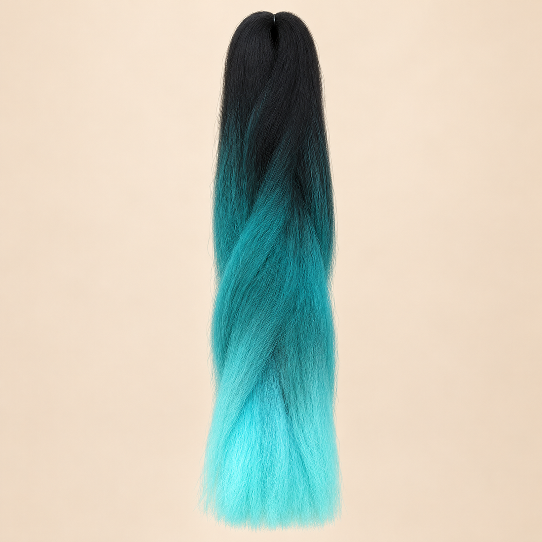 Ombre Jumbo Braid RastAfri 60 cm – 3T1B/Mint zwart-mint op beige achtergrond