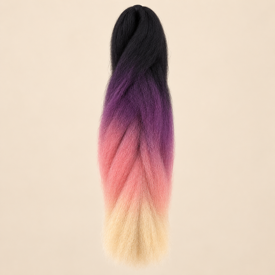 Ombre Jumbo Braid RastAfri 60 cm – 3T1B/P.PK/613 zwart-paars-roze-blond op beige achtergrond