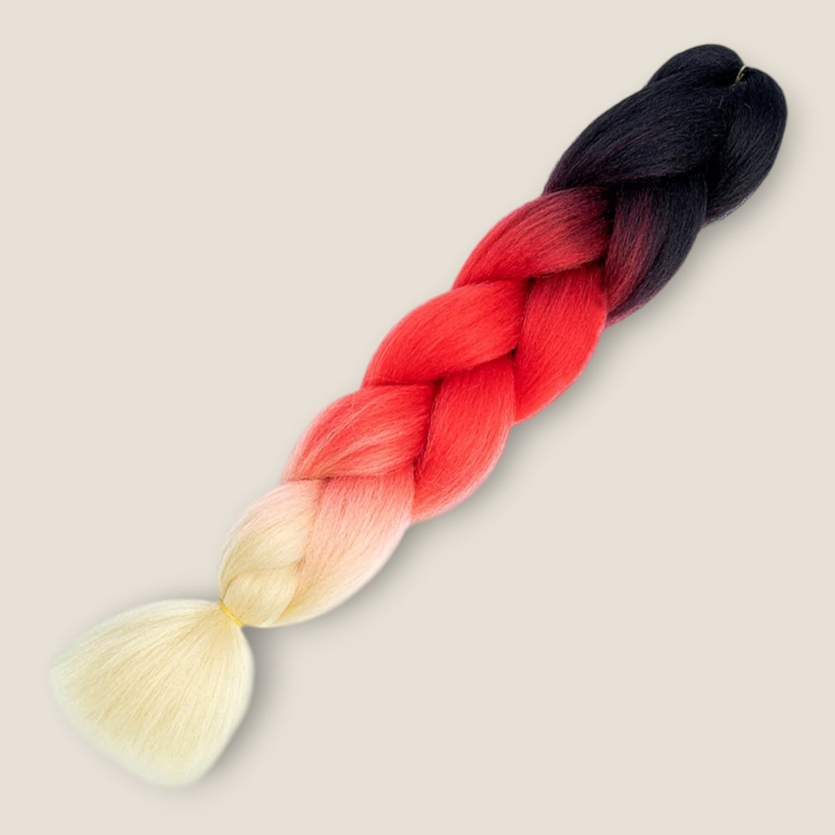 Ombre Jumbo Braid Zwart – Rood – Blond invlechthaar 60 cm