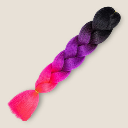 Ombre Jumbo Braid Zwart – Paars – Roze invlechthaar 60 cm