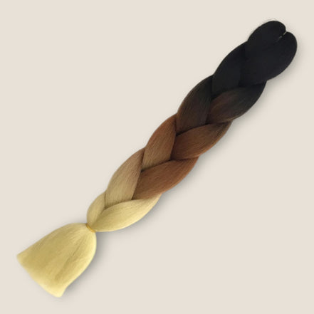 Ombre Jumbo Braid Zwart – Bruin – Blond invlechthaar 60 cm