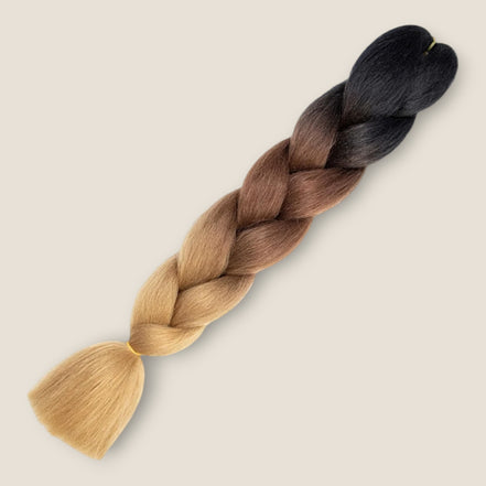 Ombre Jumbo Braid Zwart – Bruin – Goudblond invlechthaar 60 cm