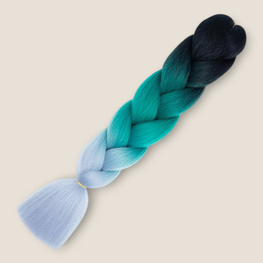 Ombre Jumbo Braid Zwart – Turquoise – Lichtblauw invlechthaar 60 cm