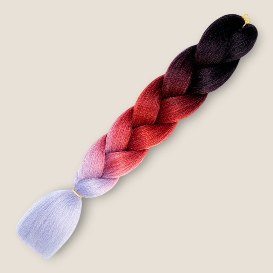 Ombre Jumbo Braid Zwart – Rood – Lichtlila invlechthaar 60 cm
