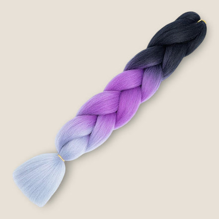 Ombre Jumbo Braid Zwart – Paars – Lichtblauw invlechthaar 60 cm