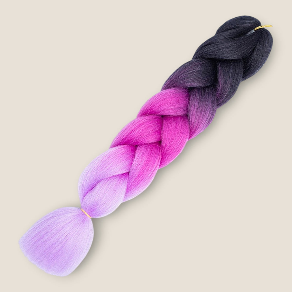 Ombre Jumbo Braid Zwart – Fuchsia – Lichtlila invlechthaar 60 cm