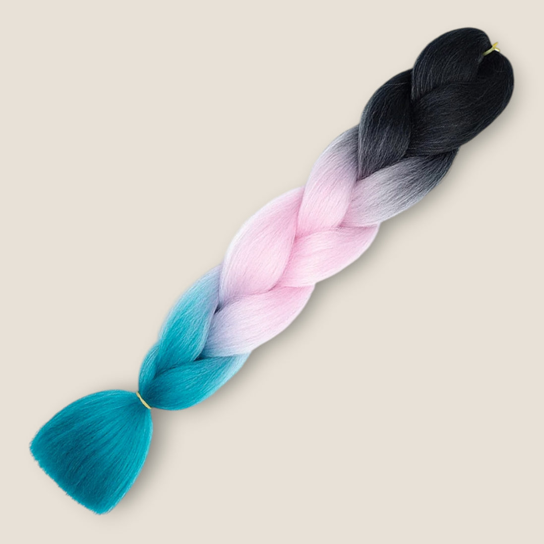 Ombre Jumbo Braid Zwart – Roze – Turquoise invlechthaar 60 cm