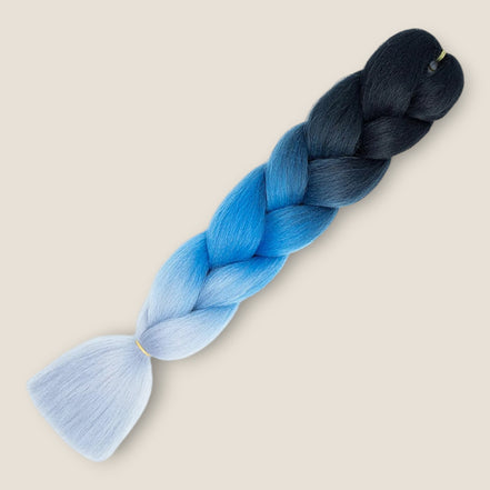 Ombre Jumbo Braid Zwart – Blauw – Lichtblauw invlechthaar 60 cm