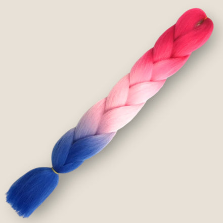 Ombre Jumbo Braid Rood – Roze – Blauw invlechthaar 60 cm