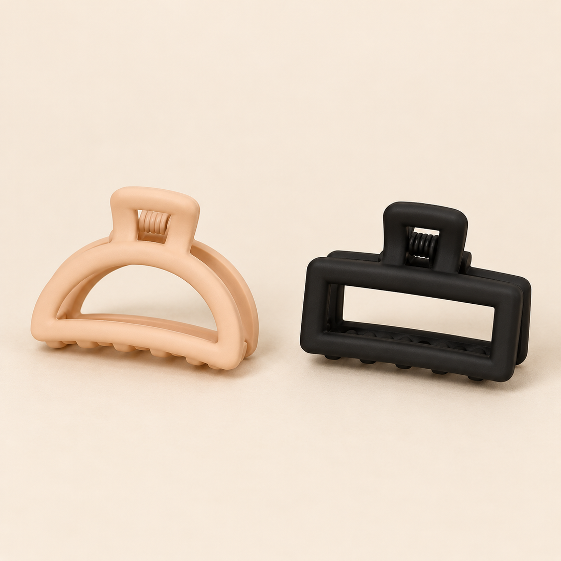 Open Mini Haarklem Duo – Perzik & Zwart – 2 stuks – De HaarBoetiek