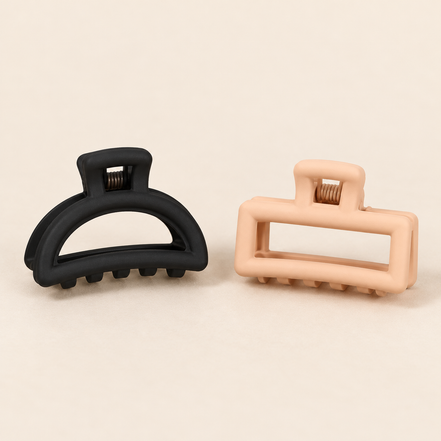 Open Mini Haarklem Duo – Zwart & Perzik – 2 stuks – De HaarBoetiek