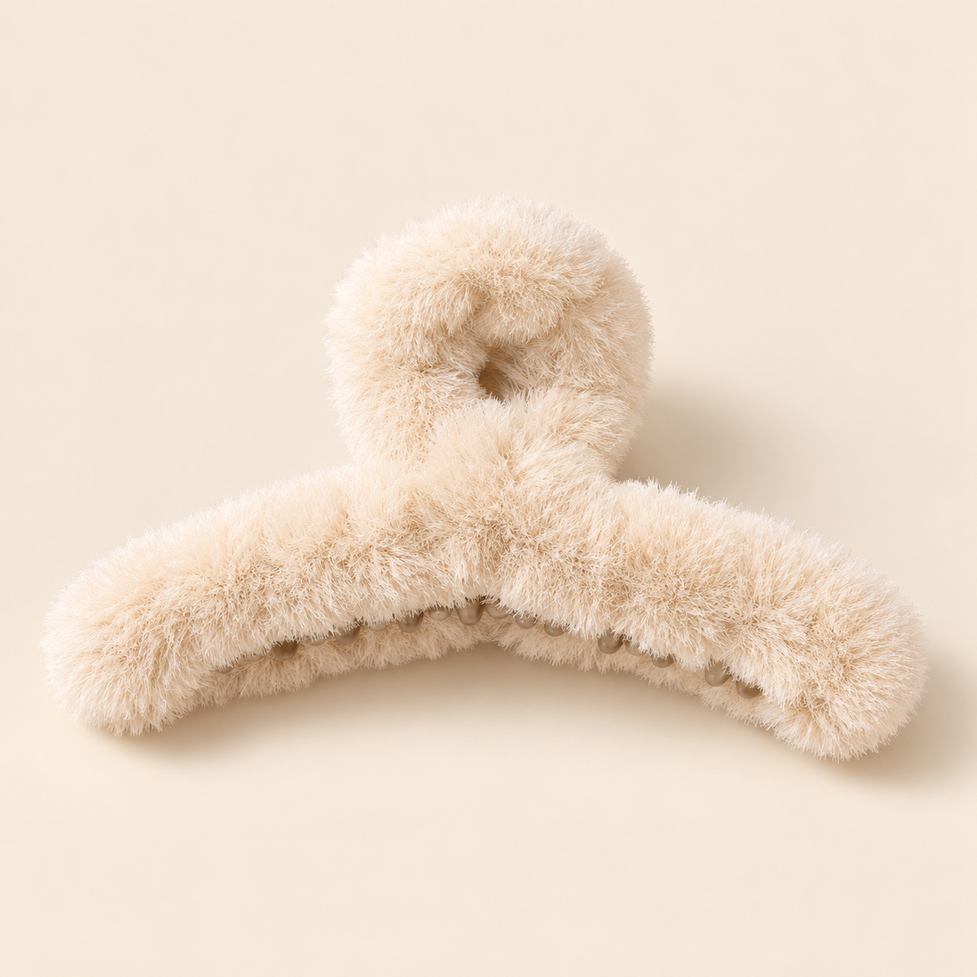 Pluche Haarklem 12 cm – Crème – 1 stuk – De HaarBoetiek