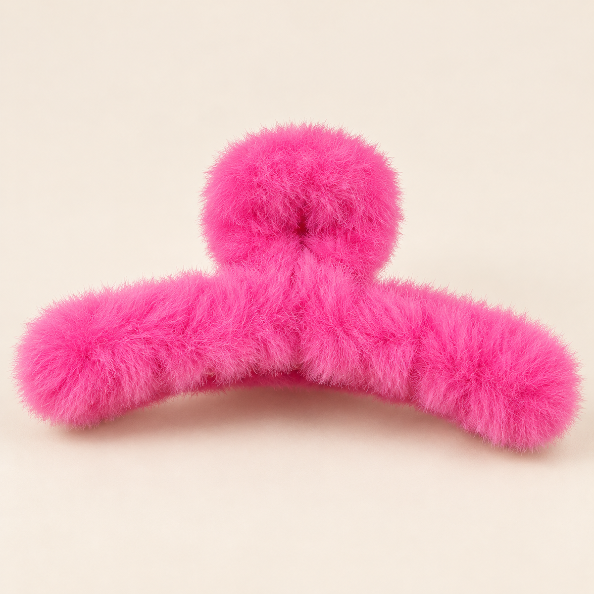Pluche Haarklem 12 cm – Felroze – 1 stuk – De HaarBoetiek
