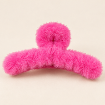 Pluche Haarklem 12 cm – Felroze – 1 stuk – De HaarBoetiek