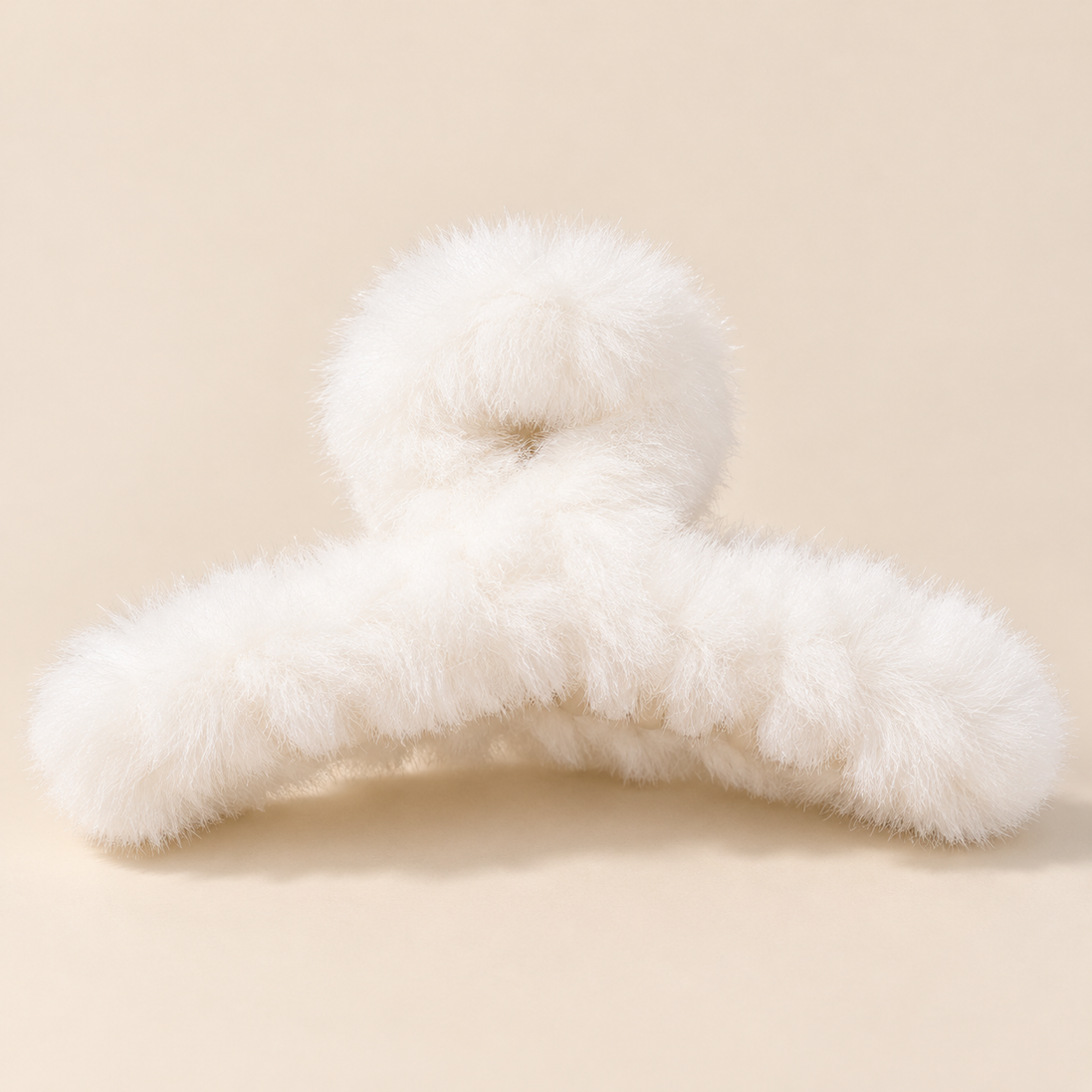 Pluche Haarklem 12 cm – Wit – 1 stuk – De HaarBoetiek