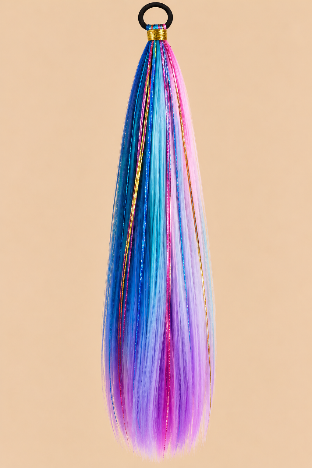 Ponytail Blauw/Paars met Tinsel – ±66 cm – De HaarBoetiek
