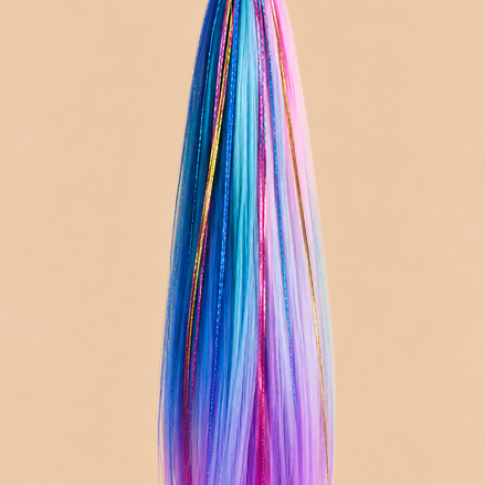 Ponytail Blauw/Paars met Tinsel – ±66 cm – De HaarBoetiek