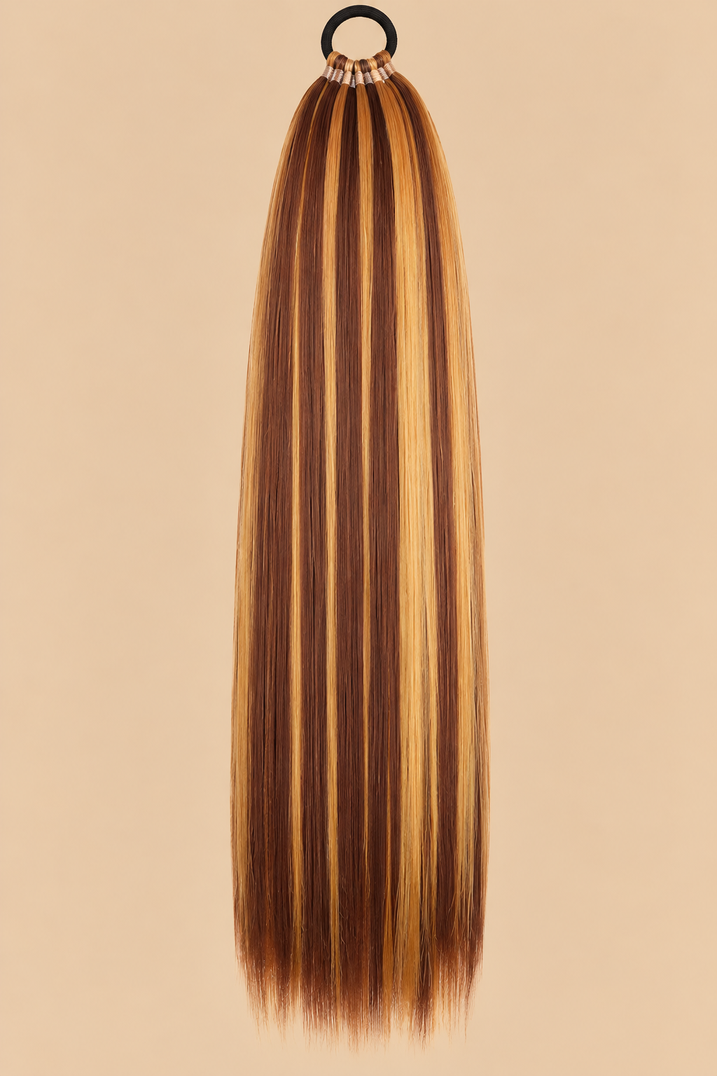 Ponytail Bruin/Caramel met Blonde Highlights – De HaarBoetiek