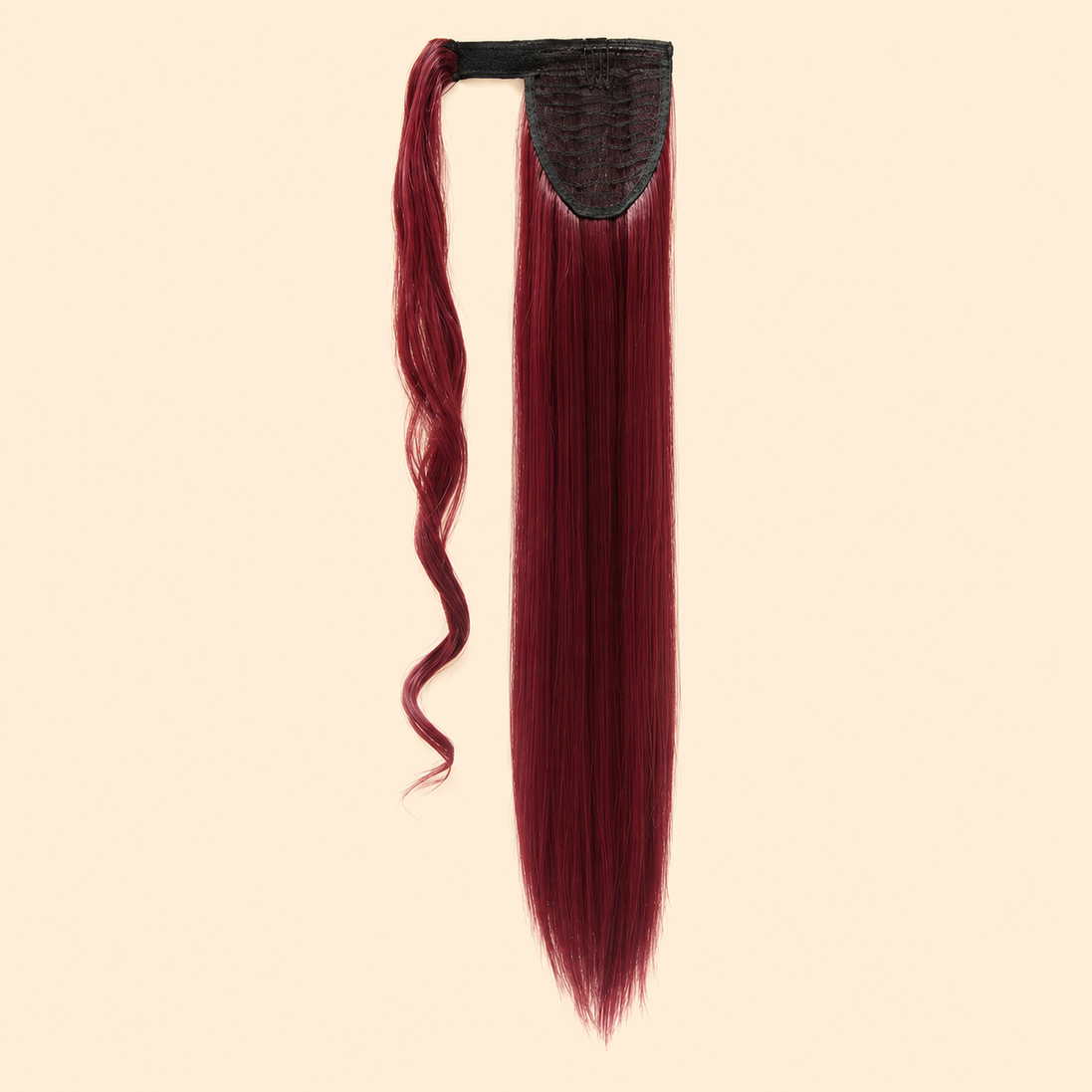Steile ponytail met klittenband diep bordeaux (99J) 60 cm – De HaarBoetiek