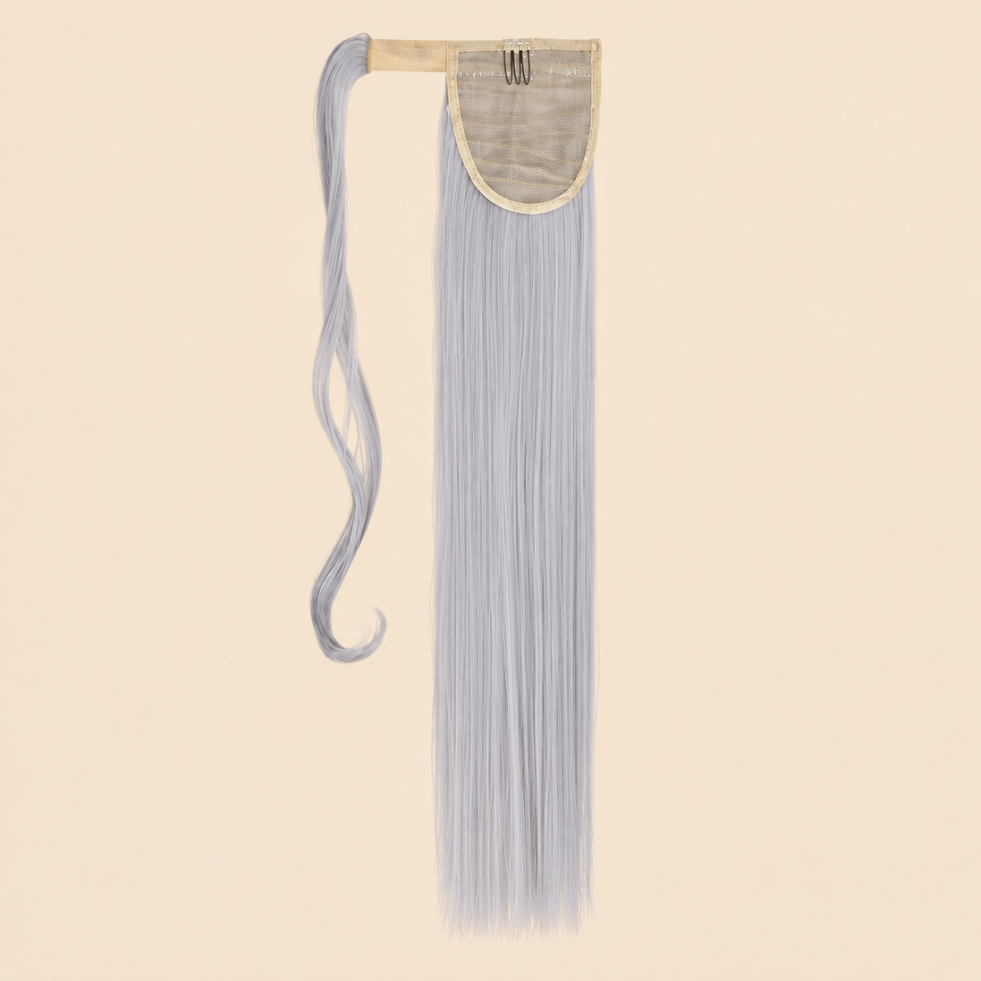 Steile ponytail met klittenband lichtgrijs (Gray) 60 cm – De HaarBoetiek