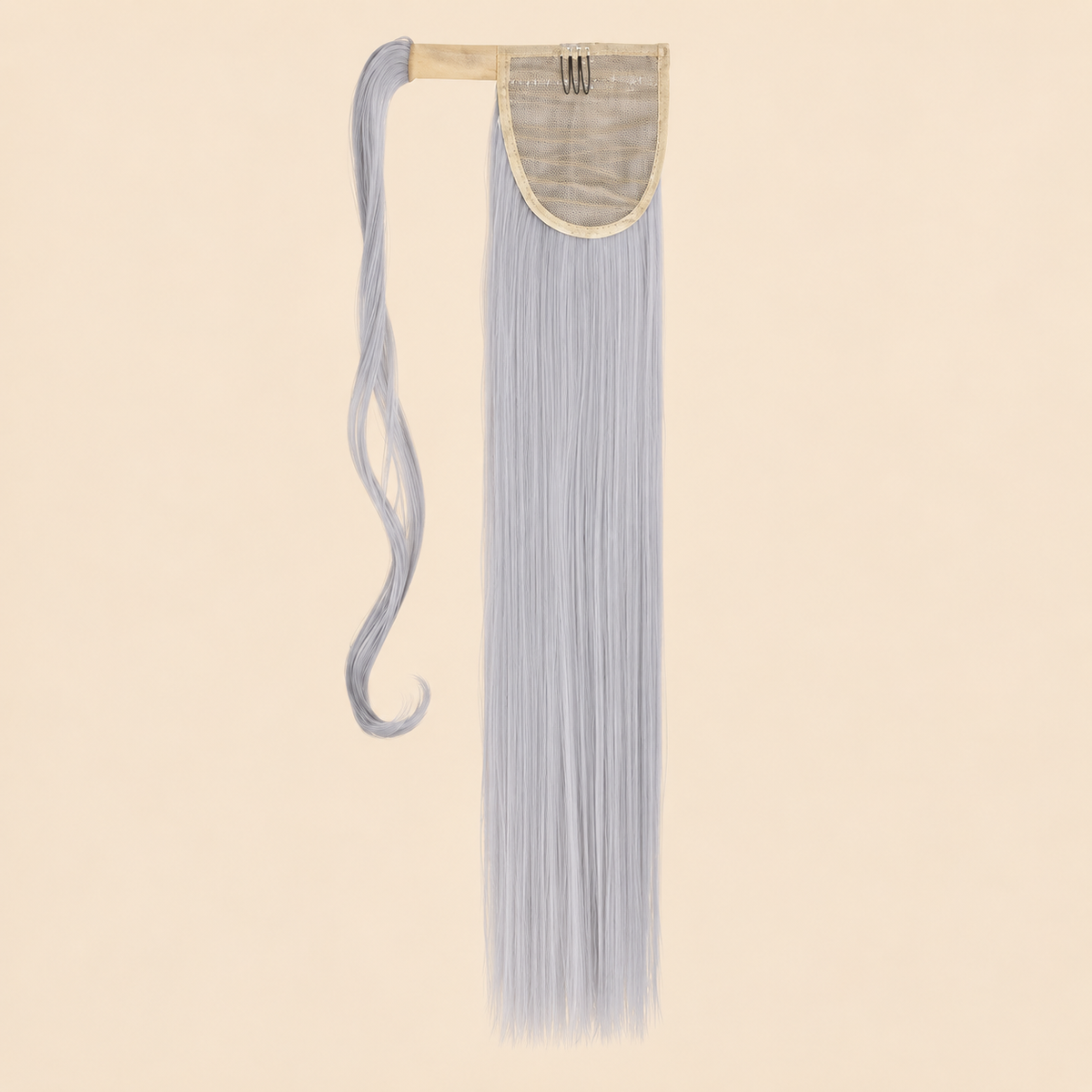 Steile ponytail met klittenband lichtgrijs (Gray) 60 cm – De HaarBoetiek