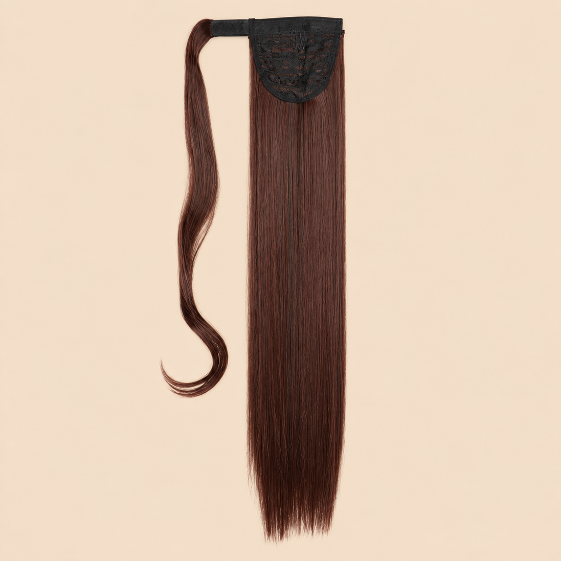 Steile ponytail met klittenband donker roodbruin mix (M2/33) 60 cm – De HaarBoetiek
