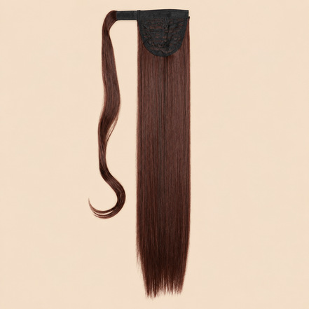 Steile ponytail met klittenband donker roodbruin mix (M2/33) 60 cm – De HaarBoetiek