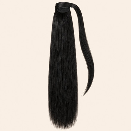 Steile ponytail met klittenband zwart (1) 60 cm – De HaarBoetiek