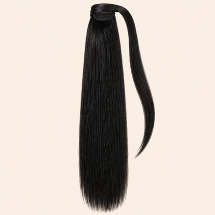 Steile ponytail met klittenband zwart (1) 60 cm – De HaarBoetiek