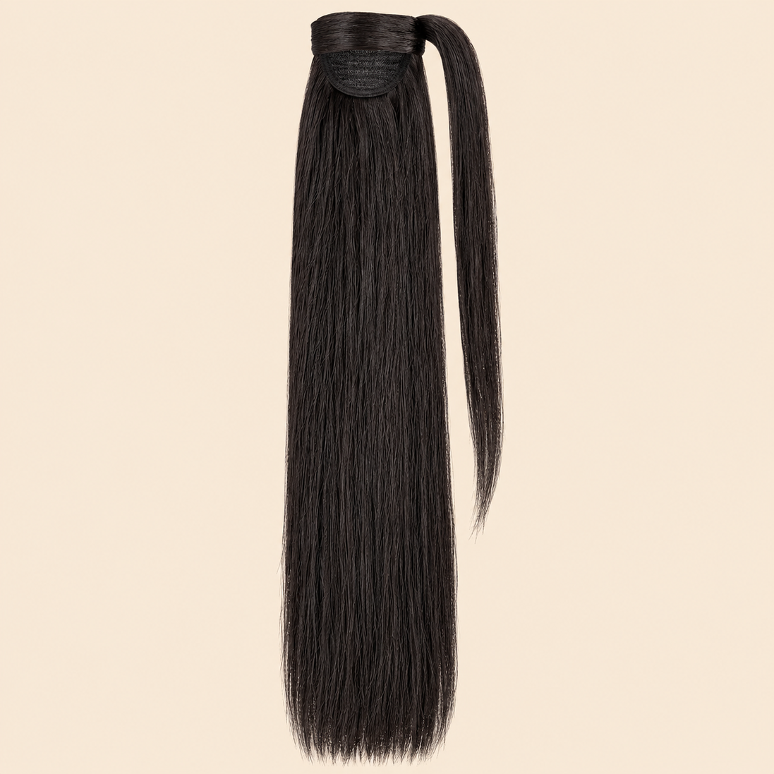 Steile ponytail met klittenband donkerbruin (2) 60 cm – De HaarBoetiek