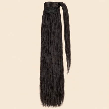 Steile ponytail met klittenband donkerbruin (2) 60 cm – De HaarBoetiek