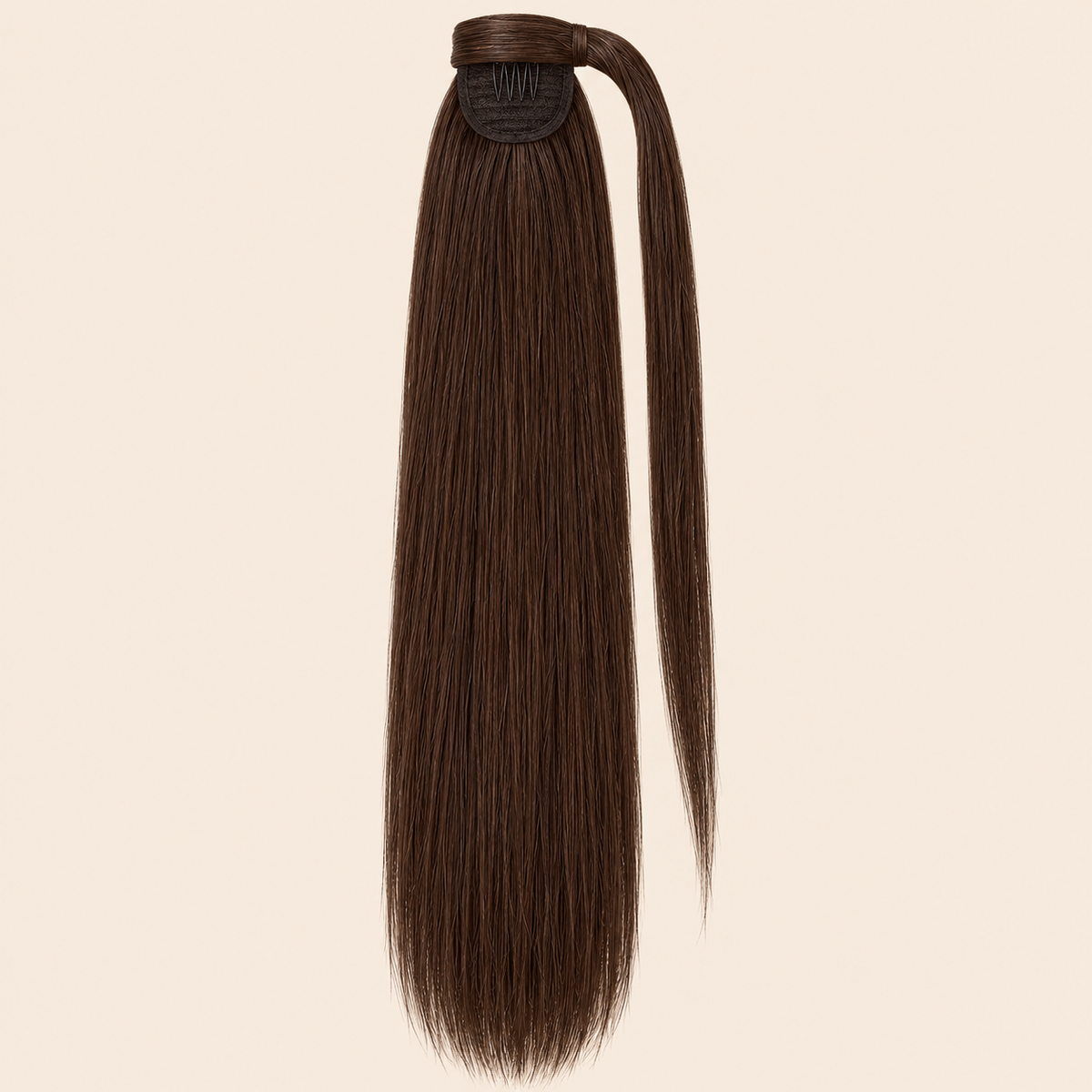 Steile ponytail met klittenband bruin (6) 60 cm – De HaarBoetiek