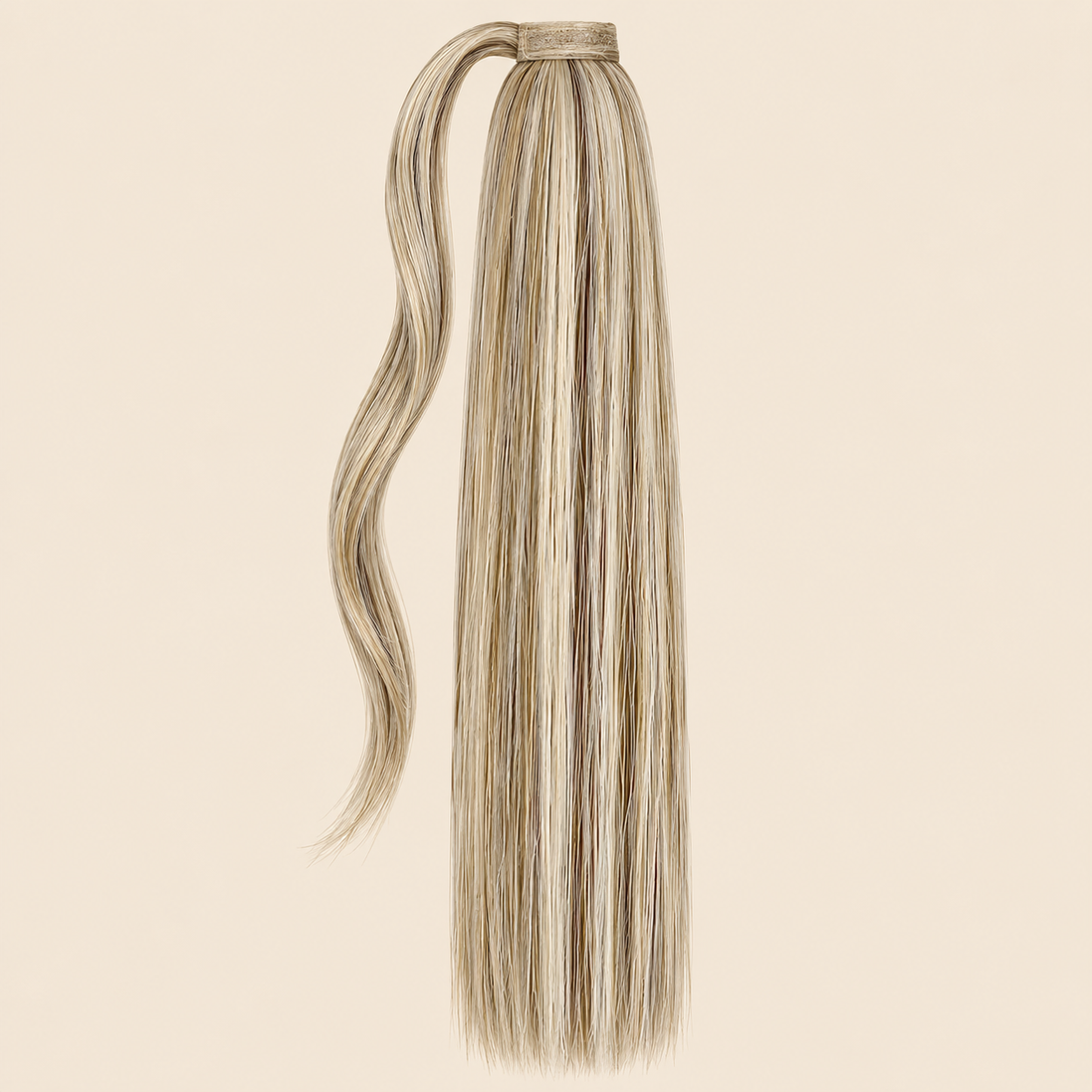 Steile ponytail met klittenband asblond (Ash Blonde) 60 cm – De HaarBoetiek