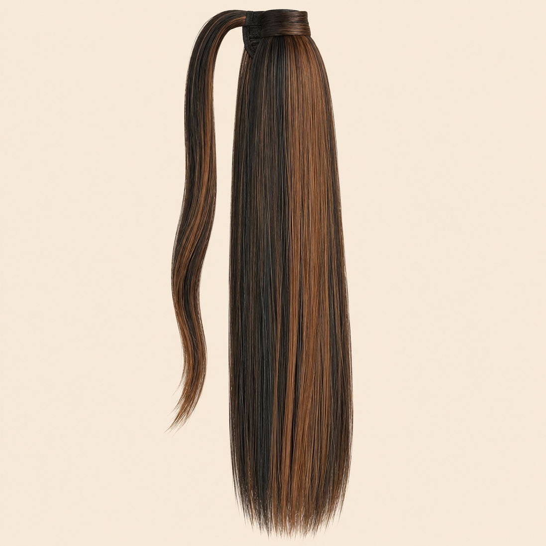 Steile ponytail met klittenband zwart-koper mix (F1B/30) 60 cm – De HaarBoetiek