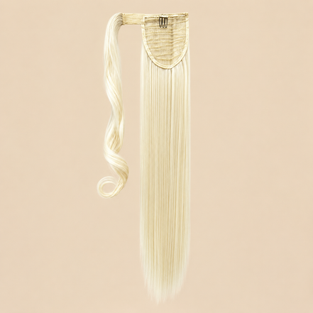 Steile ponytail met klittenband zilvergrijs (60) 60 cm – De HaarBoetiek