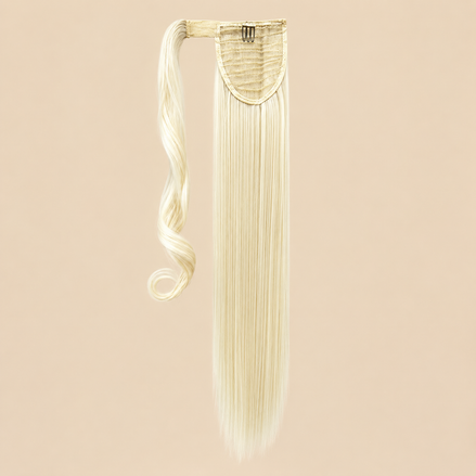 Steile ponytail met klittenband zilvergrijs (60) 60 cm – De HaarBoetiek