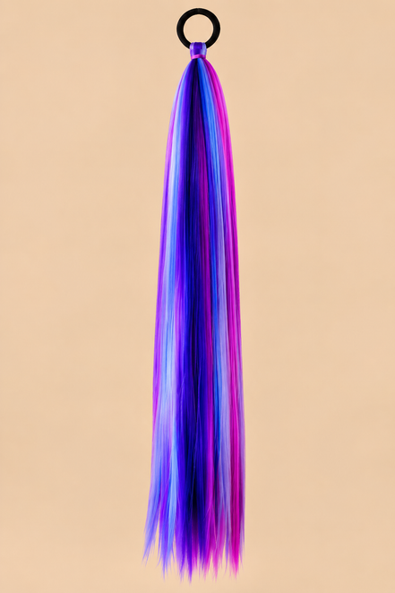 Ponytail Multicolor Paars/Roze/Blauw – ±71 cm – De HaarBoetiek