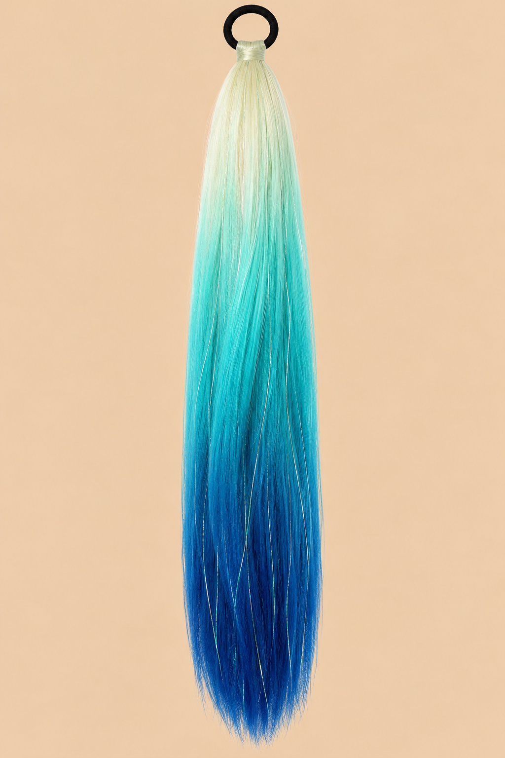 Ponytail Ombré Blond/Turquoise/Blauw – ±66 cm – De HaarBoetiek