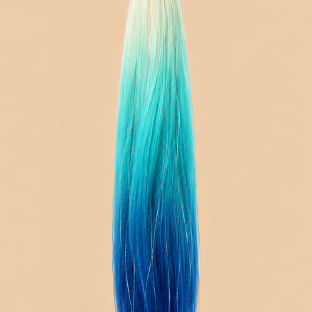 Ponytail Ombré Blond/Turquoise/Blauw – ±66 cm – De HaarBoetiek