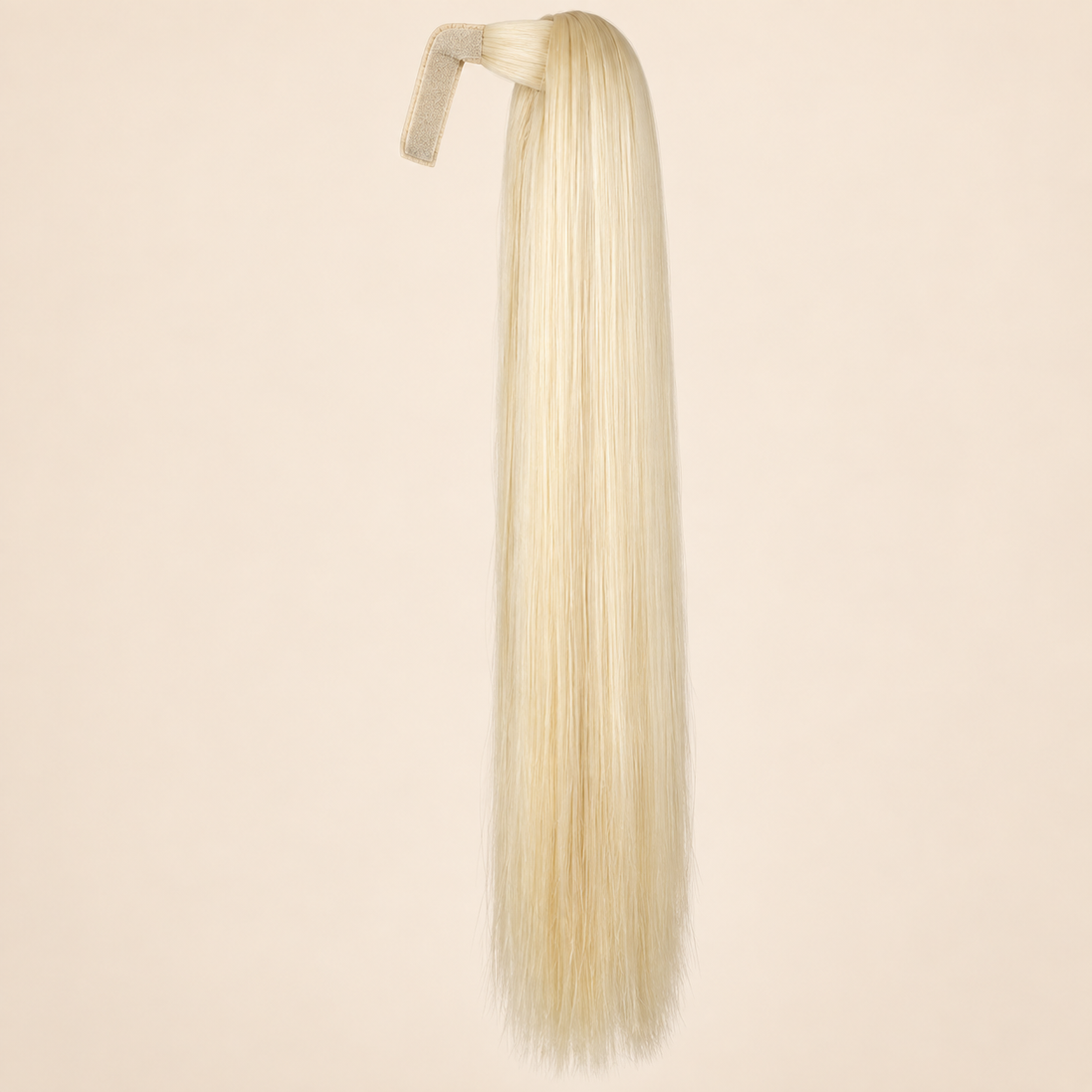 Rechte ponytail met klittenband 60 cm – platinablond (613) – De HaarBoetiek