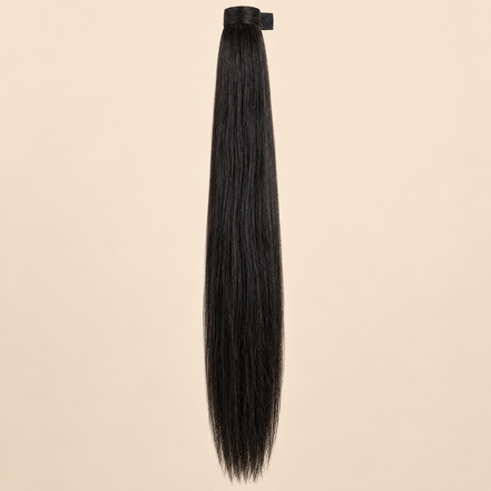 Steile ponytail met klittenband zwart (1) 90 cm – De HaarBoetiek
